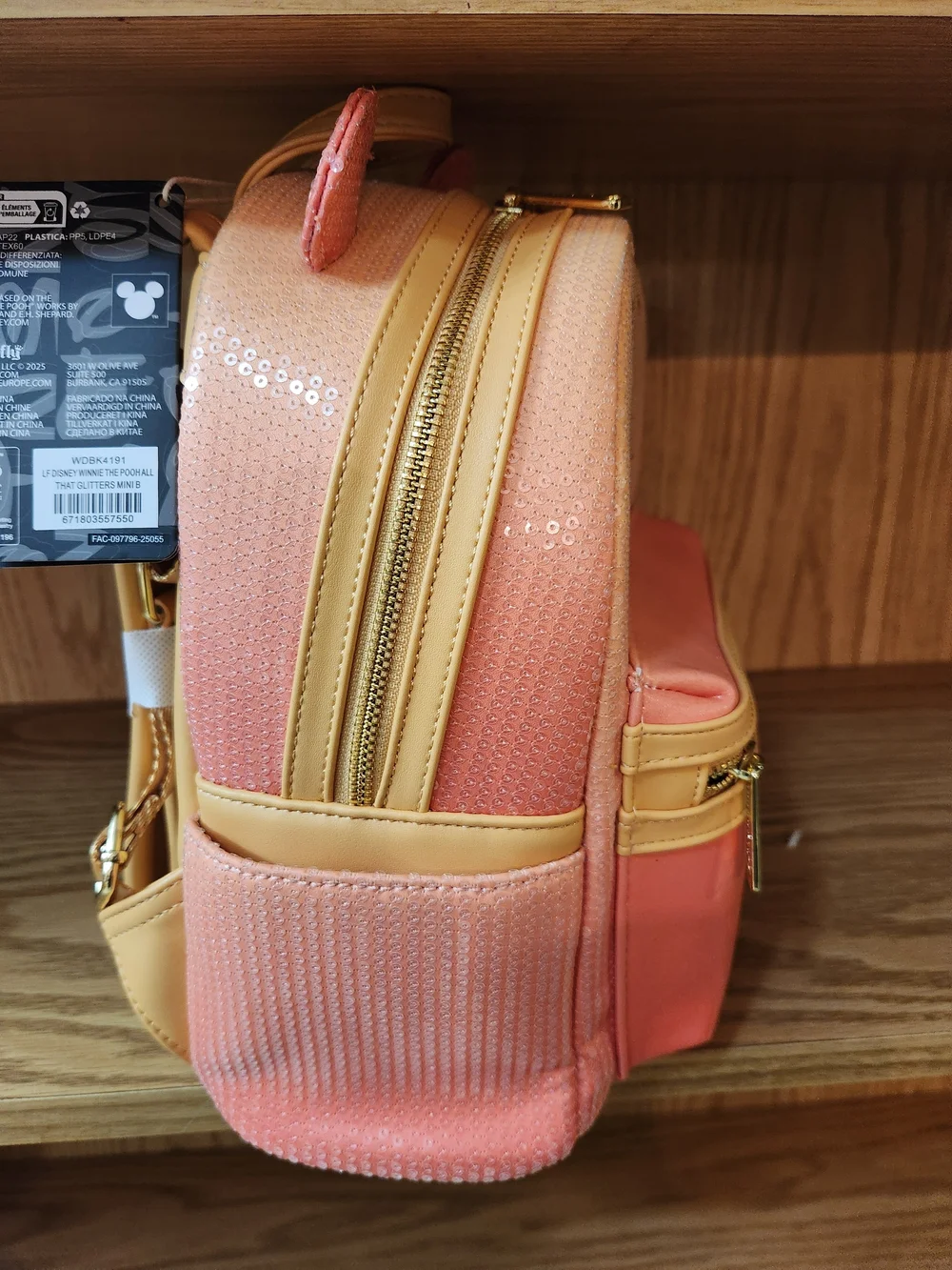 Disney Loungefly Hard Tad Winnie the Pooh Mini Backpack with Gold Hardware